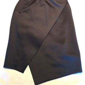 Donna Karan M Med Medium New York Black Ponte Knit Faux Wrap Pencil Skirt GUC